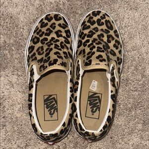 Vans Womens Leopard Print Slip-On Shoes